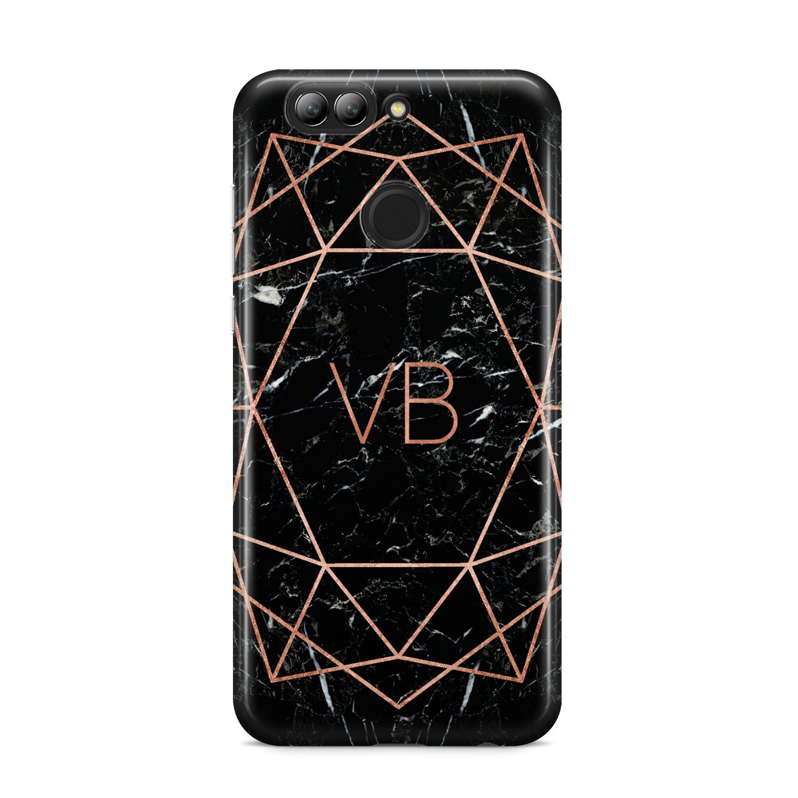 Personalised Rose Gold Geometric Initials Huawei Nova 2s Phone Case