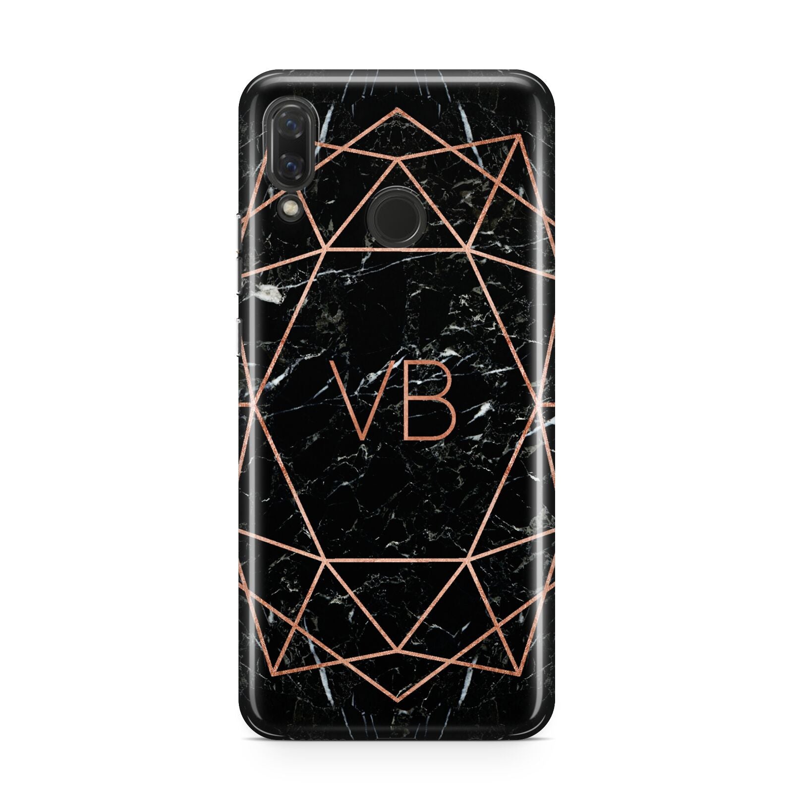 Personalised Rose Gold Geometric Initials Huawei Nova 3 Phone Case