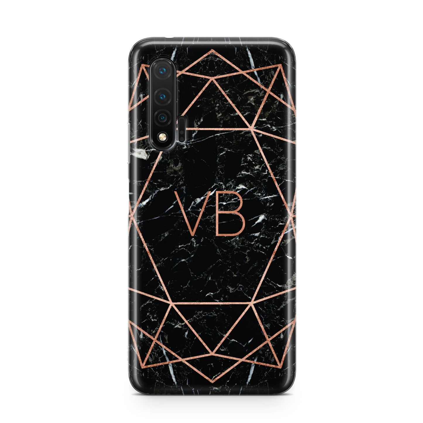 Personalised Rose Gold Geometric Initials Huawei Nova 6 Phone Case