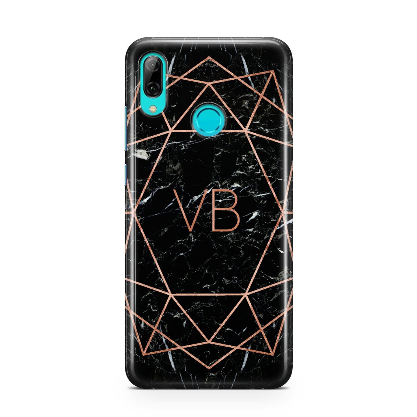 Personalised Rose Gold Geometric Initials Huawei P Smart 2019 Case