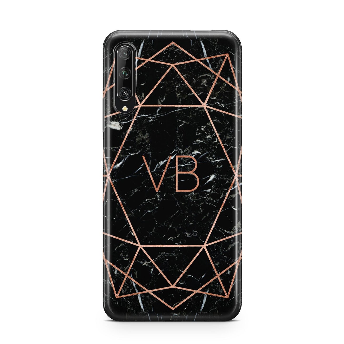 Personalised Rose Gold Geometric Initials Huawei P Smart Pro 2019