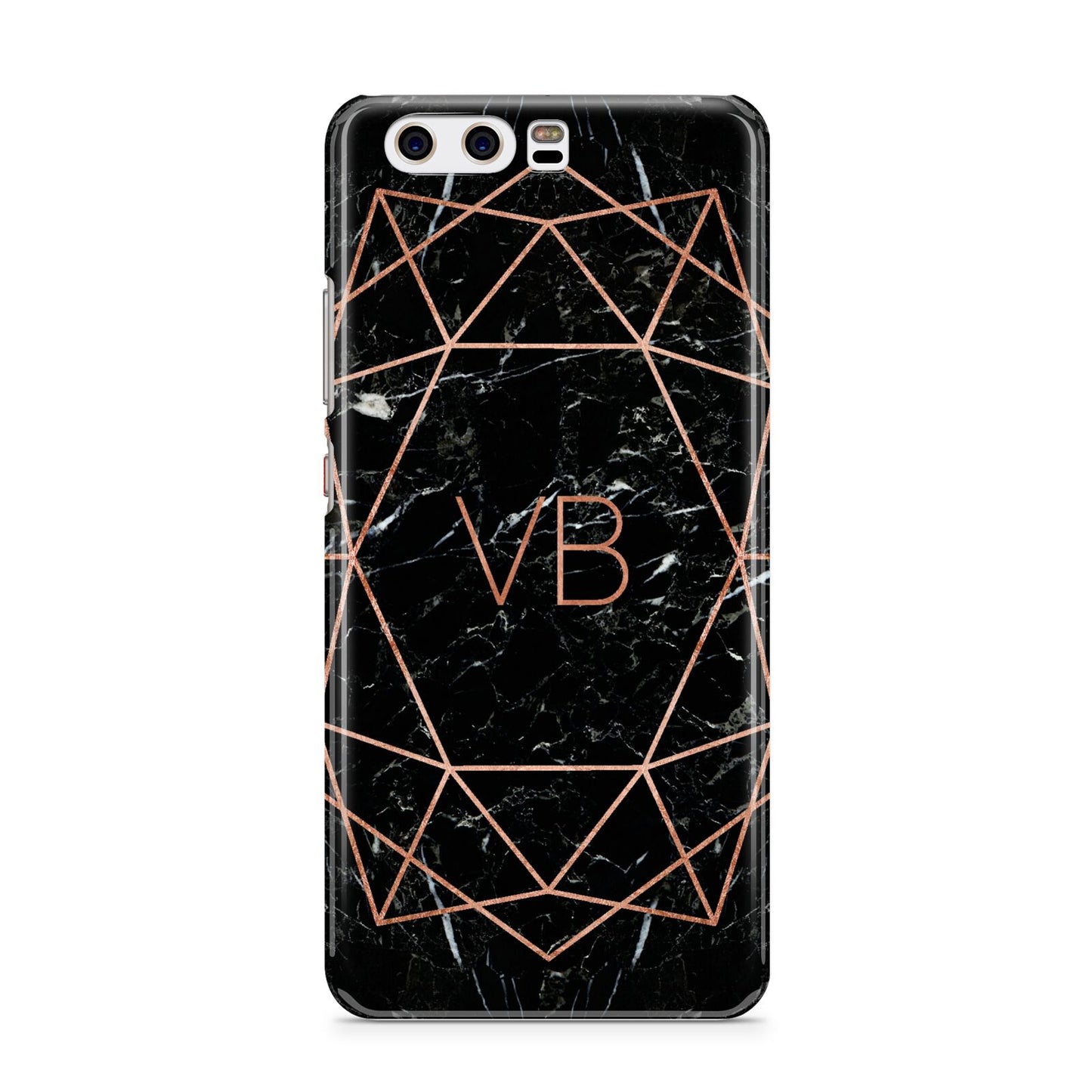 Personalised Rose Gold Geometric Initials Huawei P10 Phone Case