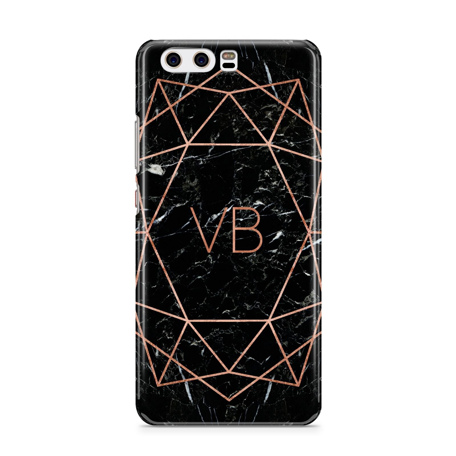 Personalised Rose Gold Geometric Initials Huawei P10 Phone Case