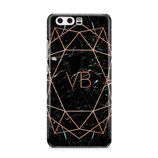 Personalised Rose Gold Geometric Initials Huawei P10 Phone Case