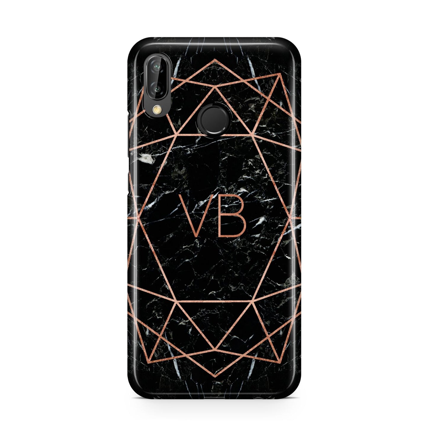 Personalised Rose Gold Geometric Initials Huawei P20 Lite Phone Case