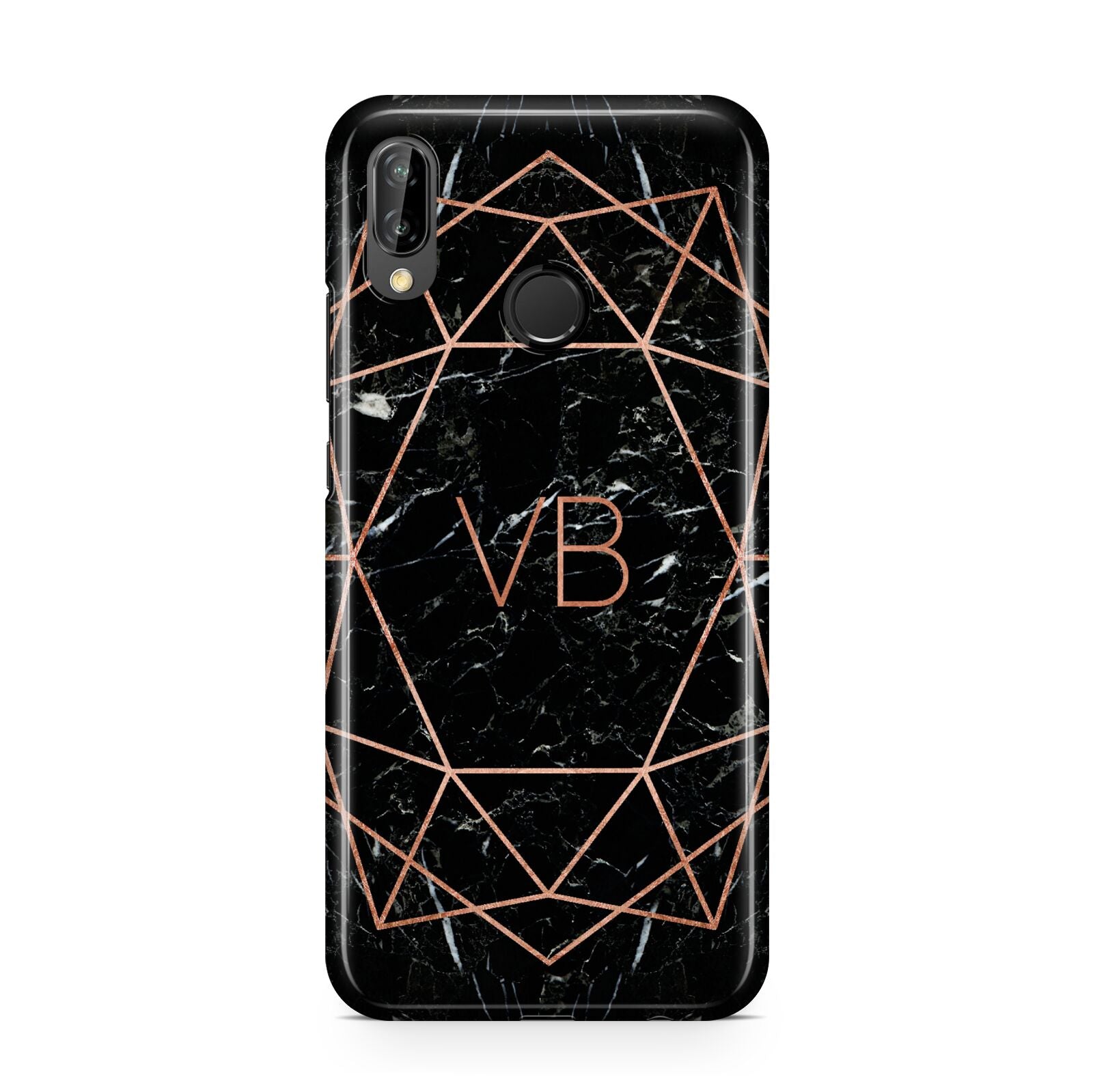 Personalised Rose Gold Geometric Initials Huawei P20 Lite Phone Case