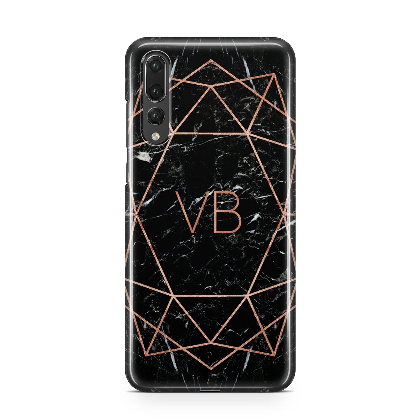 Personalised Rose Gold Geometric Initials Huawei P20 Pro Phone Case