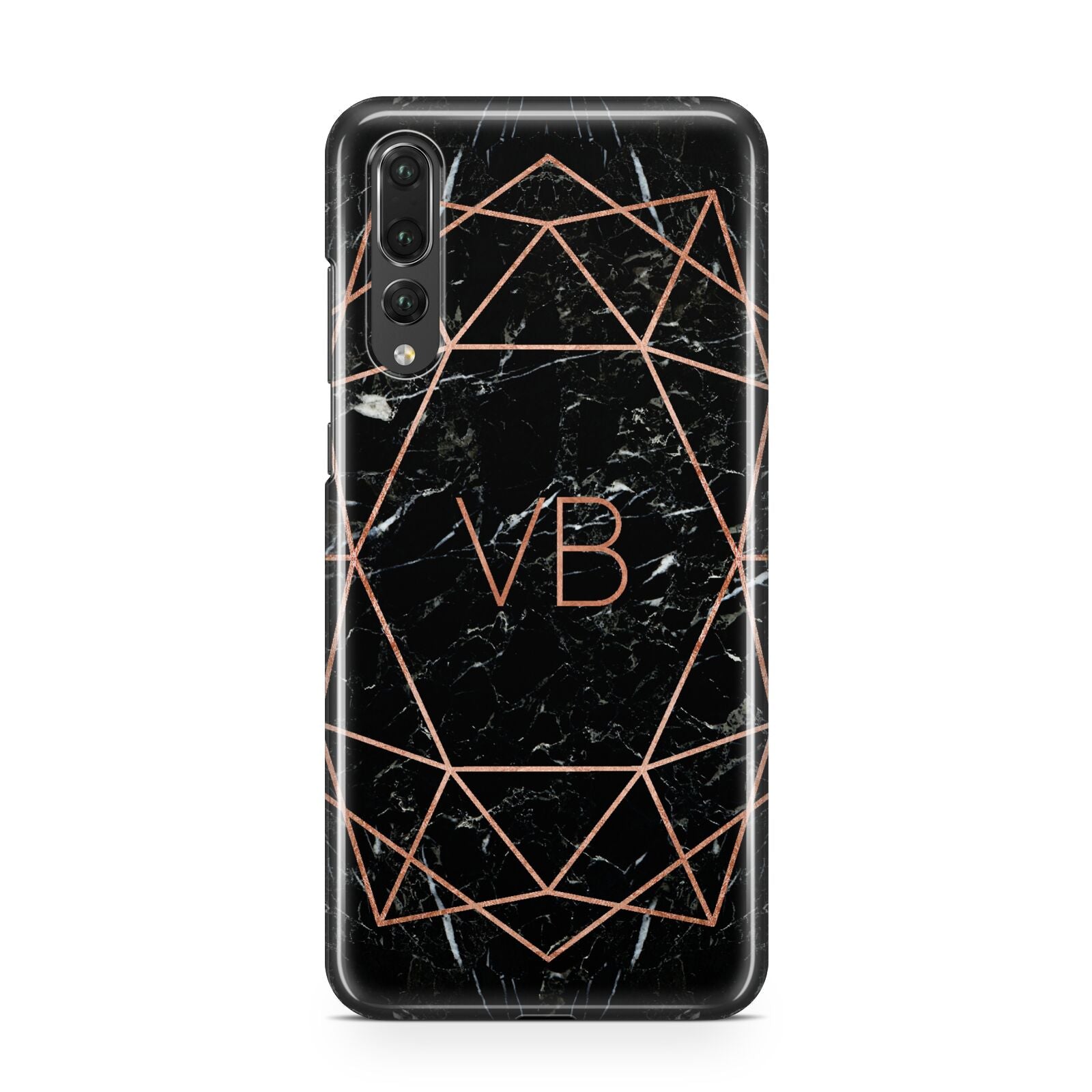 Personalised Rose Gold Geometric Initials Huawei P20 Pro Phone Case