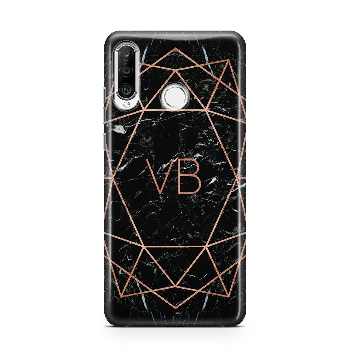 Personalised Rose Gold Geometric Initials Huawei P30 Lite Phone Case