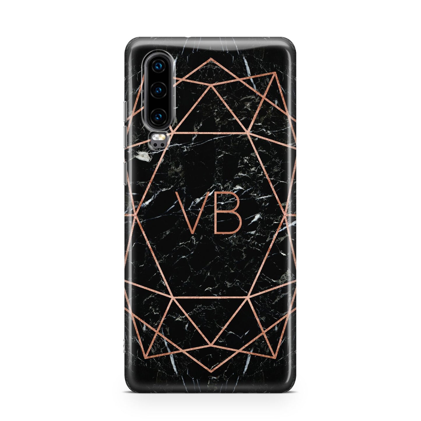 Personalised Rose Gold Geometric Initials Huawei P30 Phone Case