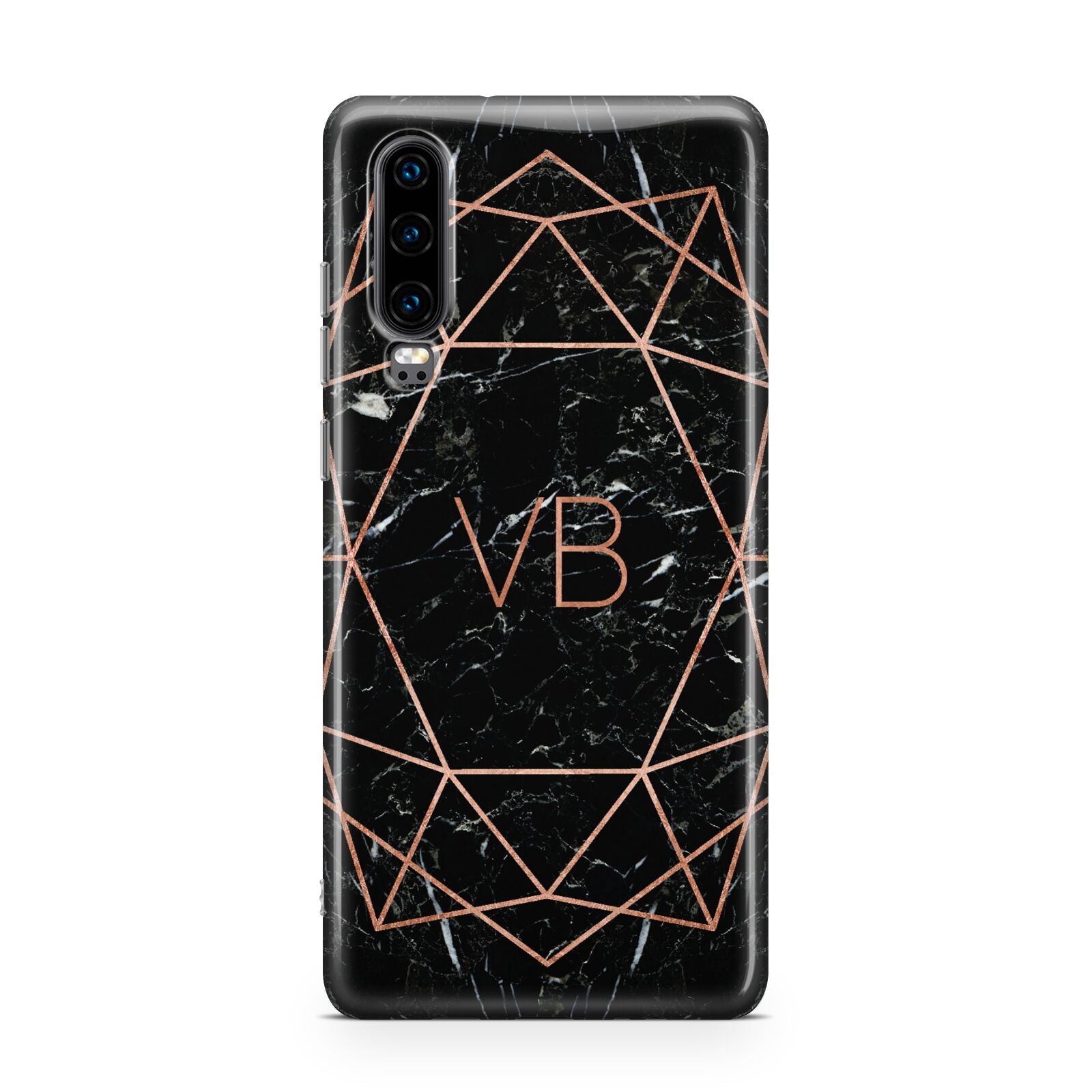 Personalised Rose Gold Geometric Initials Huawei P30 Phone Case