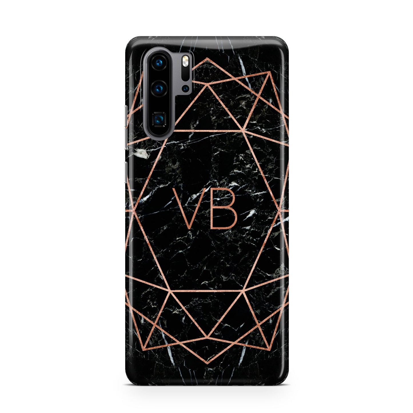 Personalised Rose Gold Geometric Initials Huawei P30 Pro Phone Case