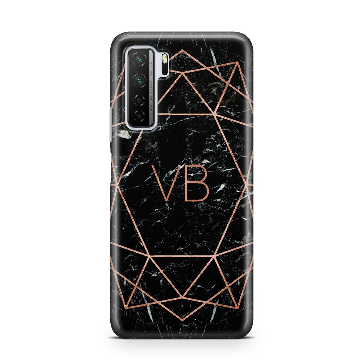 Personalised Rose Gold Geometric Initials Huawei P40 Lite 5G Phone Case