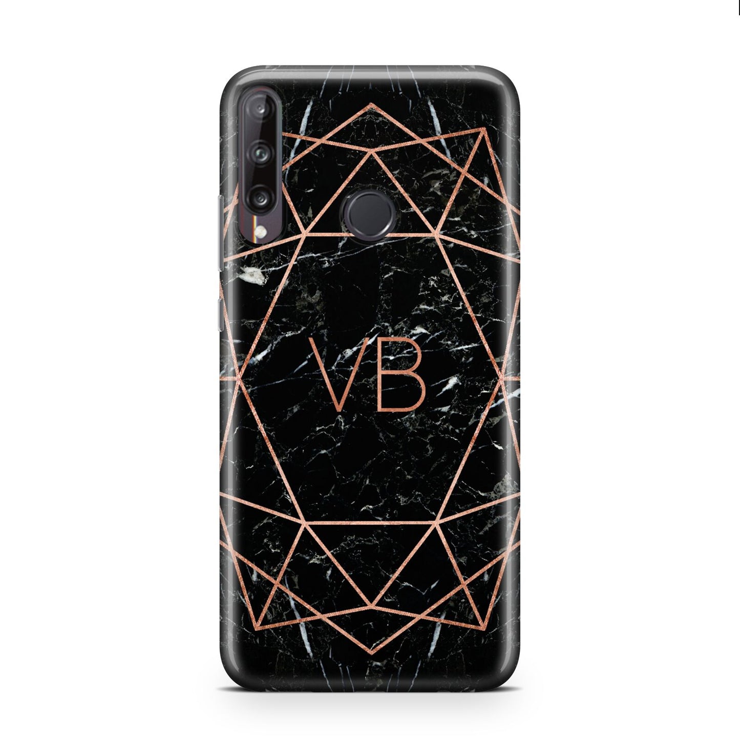 Personalised Rose Gold Geometric Initials Huawei P40 Lite E Phone Case