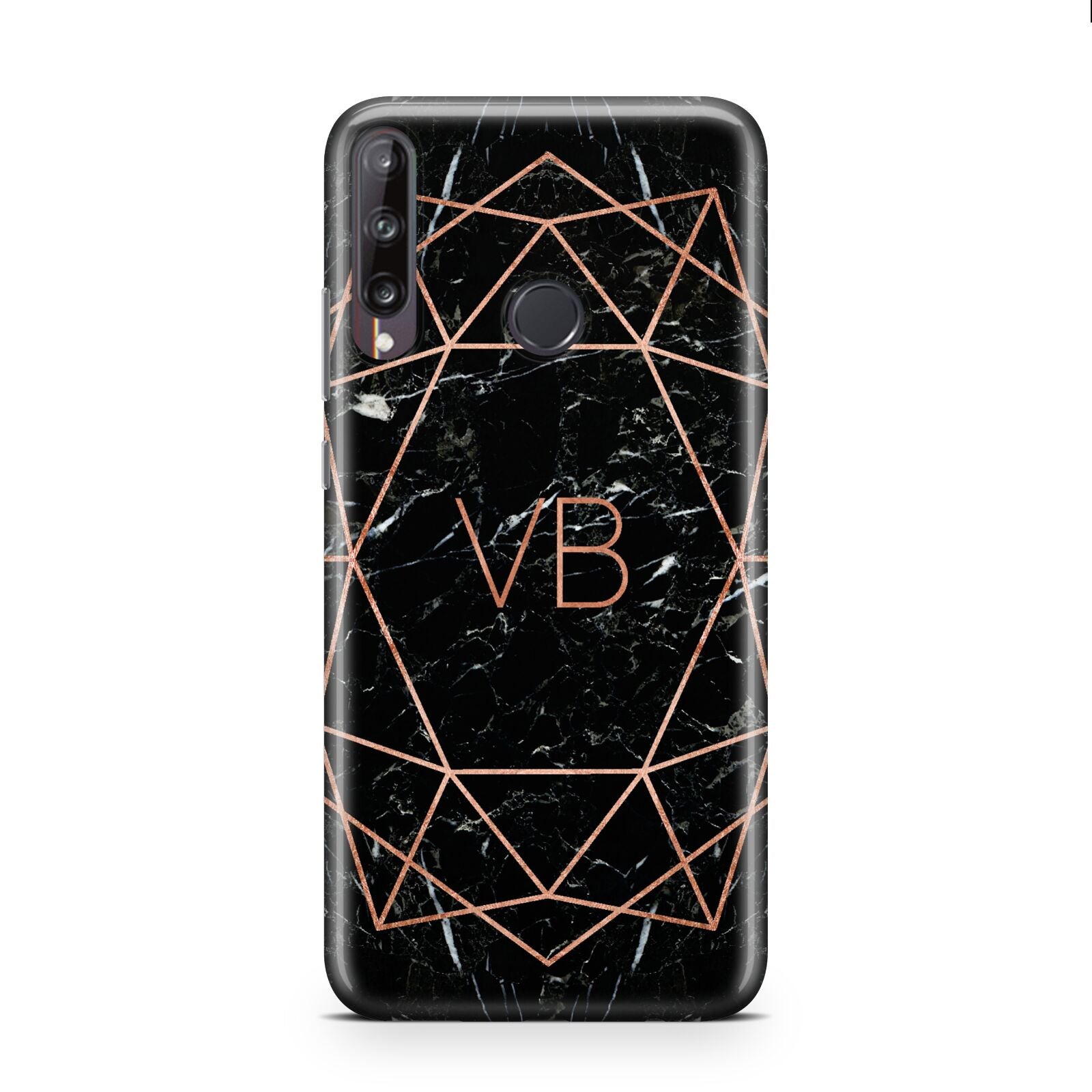 Personalised Rose Gold Geometric Initials Huawei P40 Lite E Phone Case