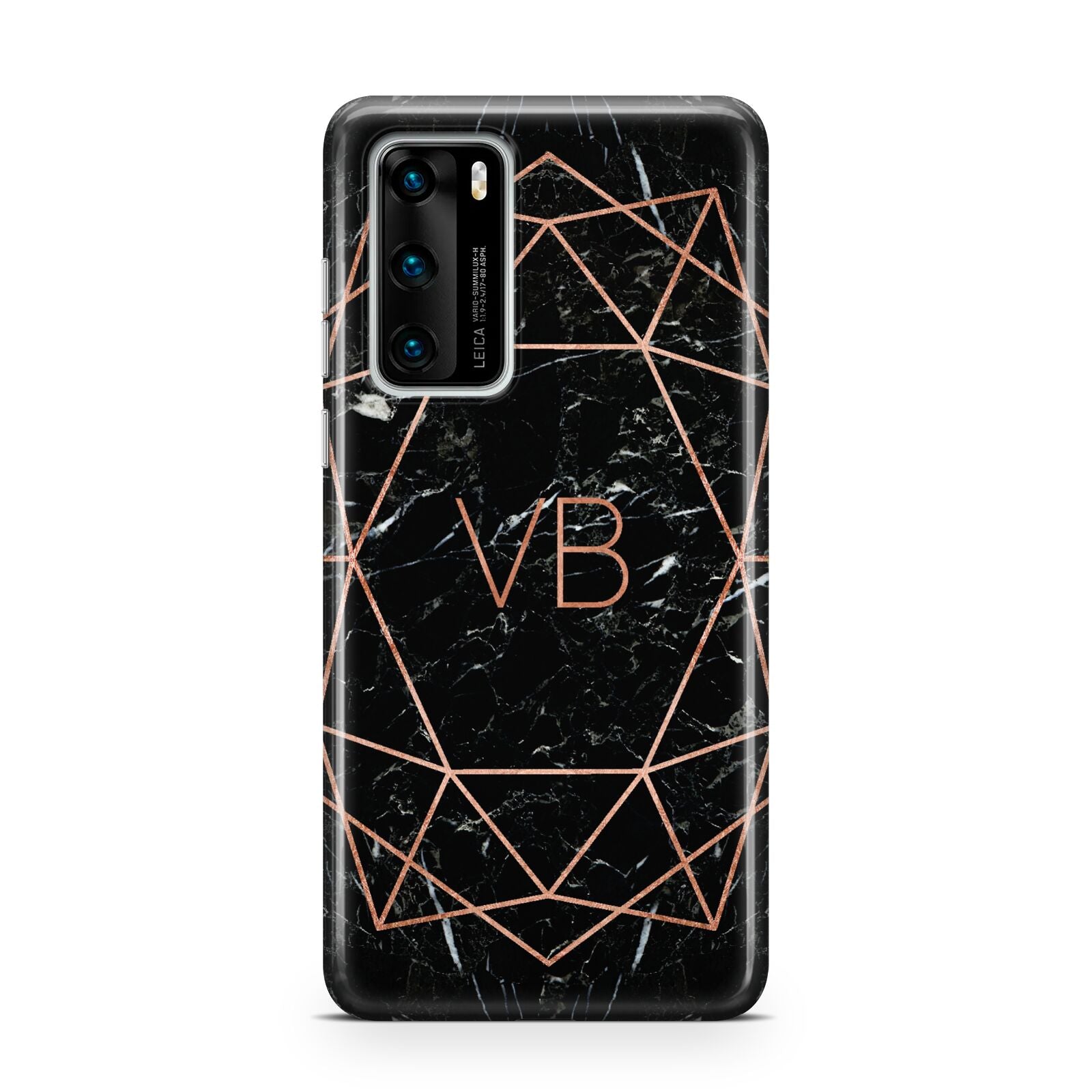 Personalised Rose Gold Geometric Initials Huawei P40 Phone Case