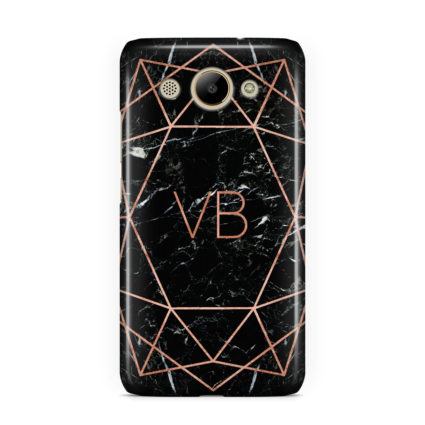 Personalised Rose Gold Geometric Initials Huawei Y3 2017