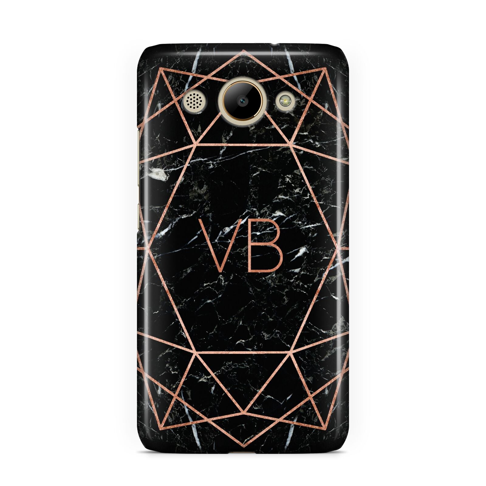 Personalised Rose Gold Geometric Initials Huawei Y3 2017