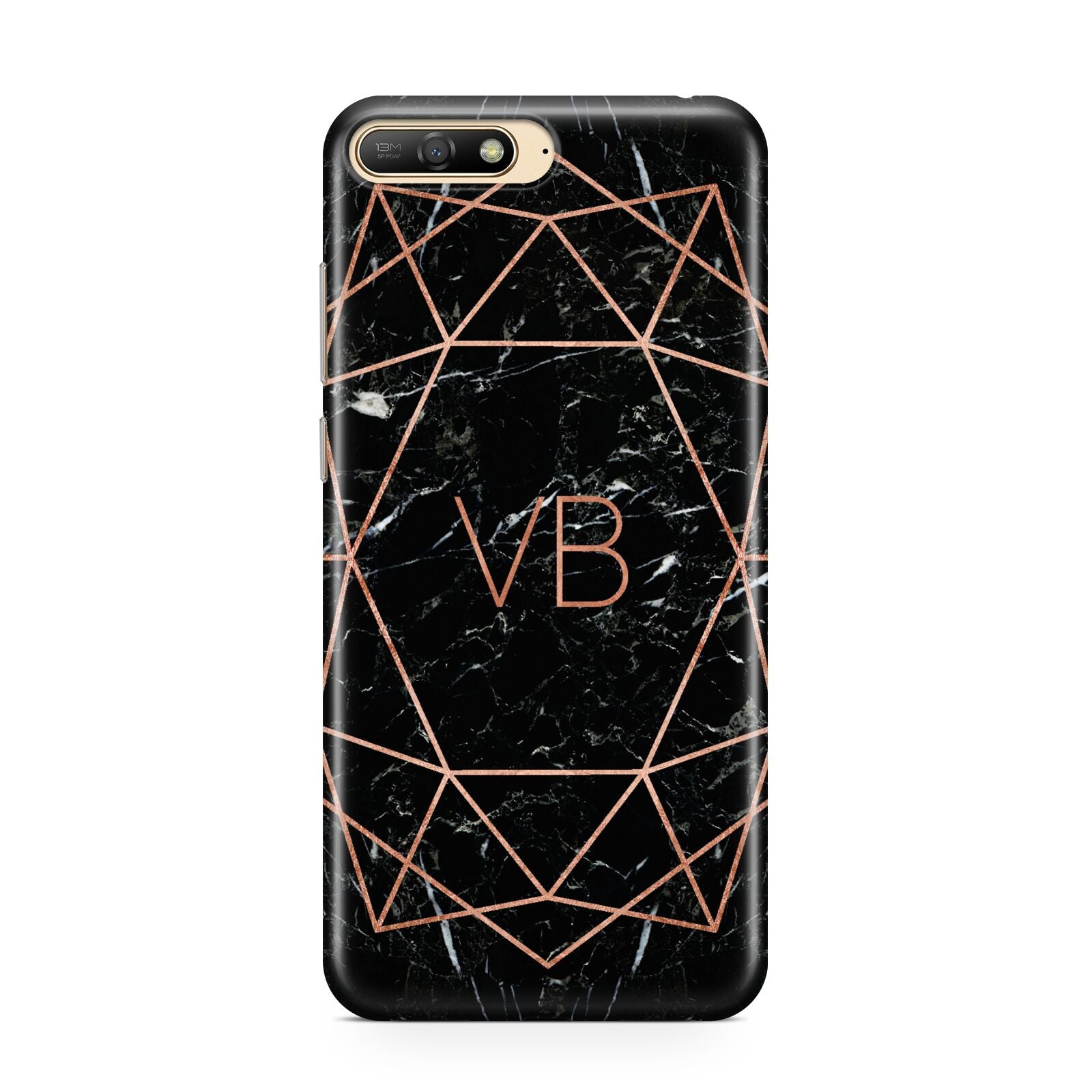 Personalised Rose Gold Geometric Initials Huawei Y6 2018