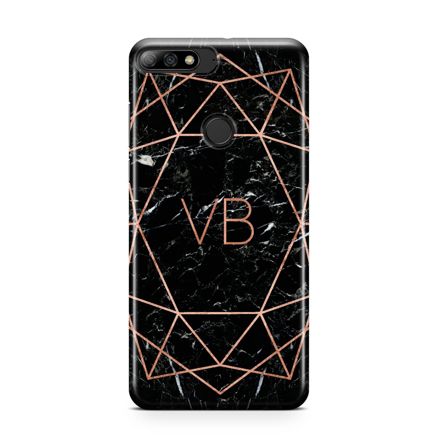 Personalised Rose Gold Geometric Initials Huawei Y7 2018