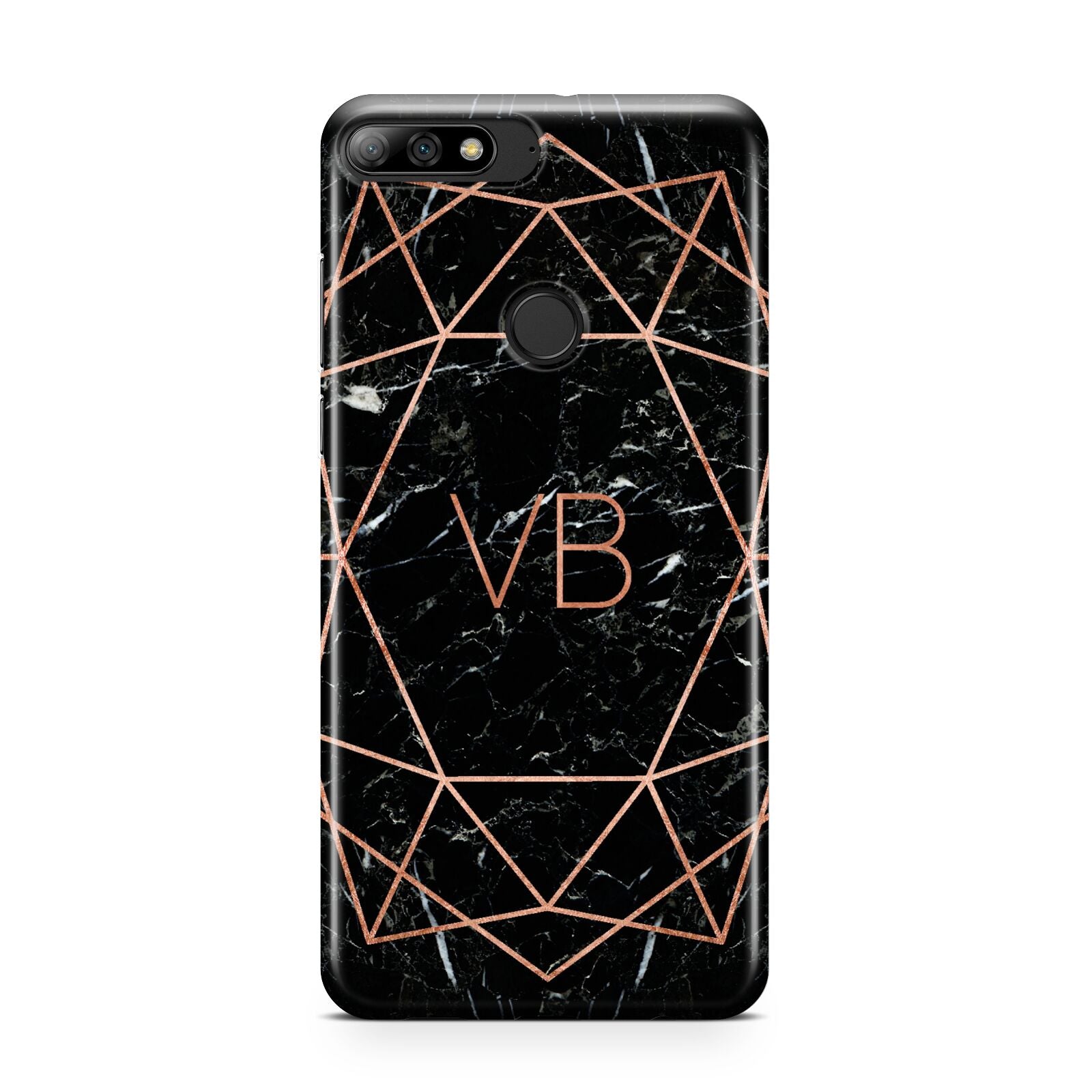 Personalised Rose Gold Geometric Initials Huawei Y7 2018