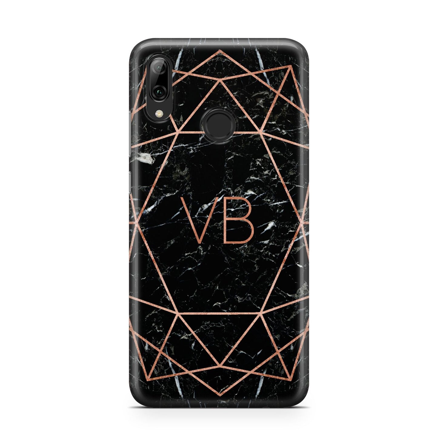Personalised Rose Gold Geometric Initials Huawei Y7 2019