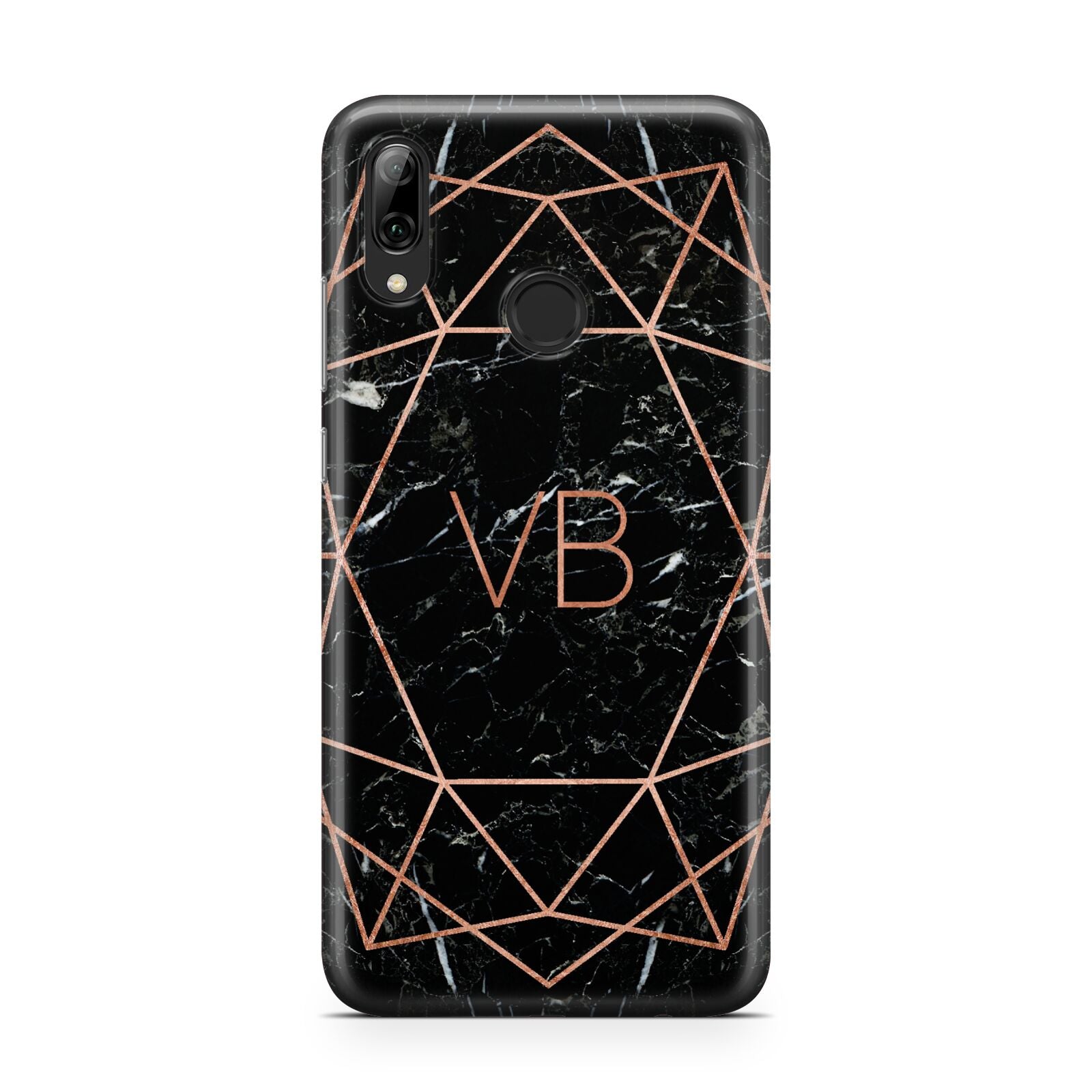 Personalised Rose Gold Geometric Initials Huawei Y7 2019