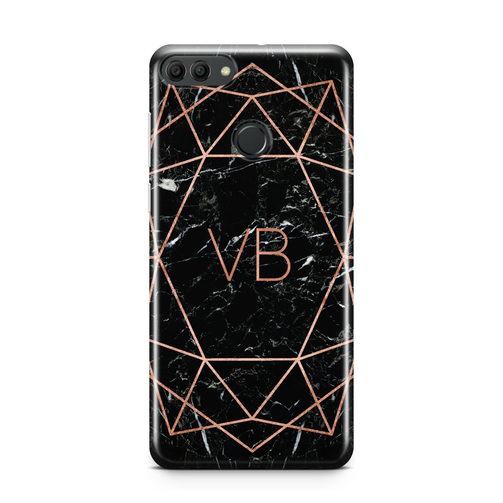 Personalised Rose Gold Geometric Initials Huawei Y9 2018