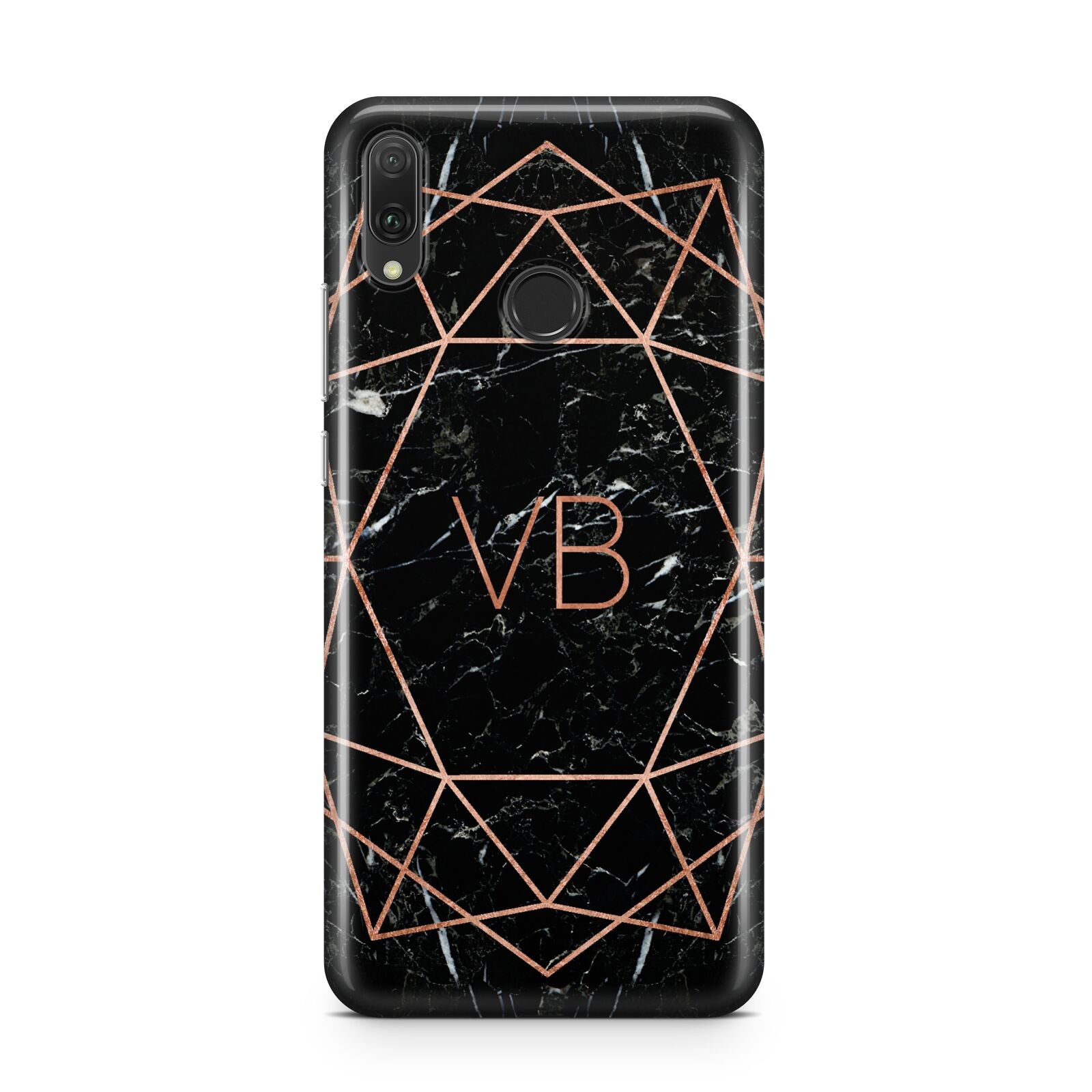 Personalised Rose Gold Geometric Initials Huawei Y9 2019