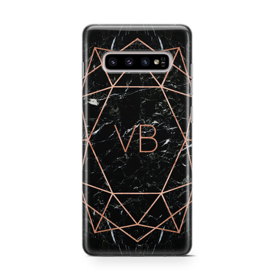 Personalised Rose Gold Geometric Initials Protective Samsung Galaxy Case