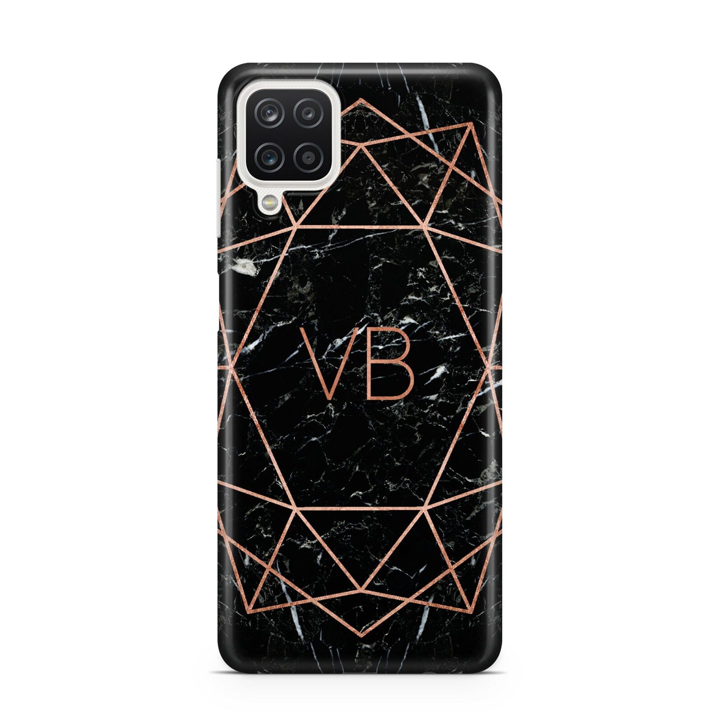 Personalised Rose Gold Geometric Initials Samsung A12 Case