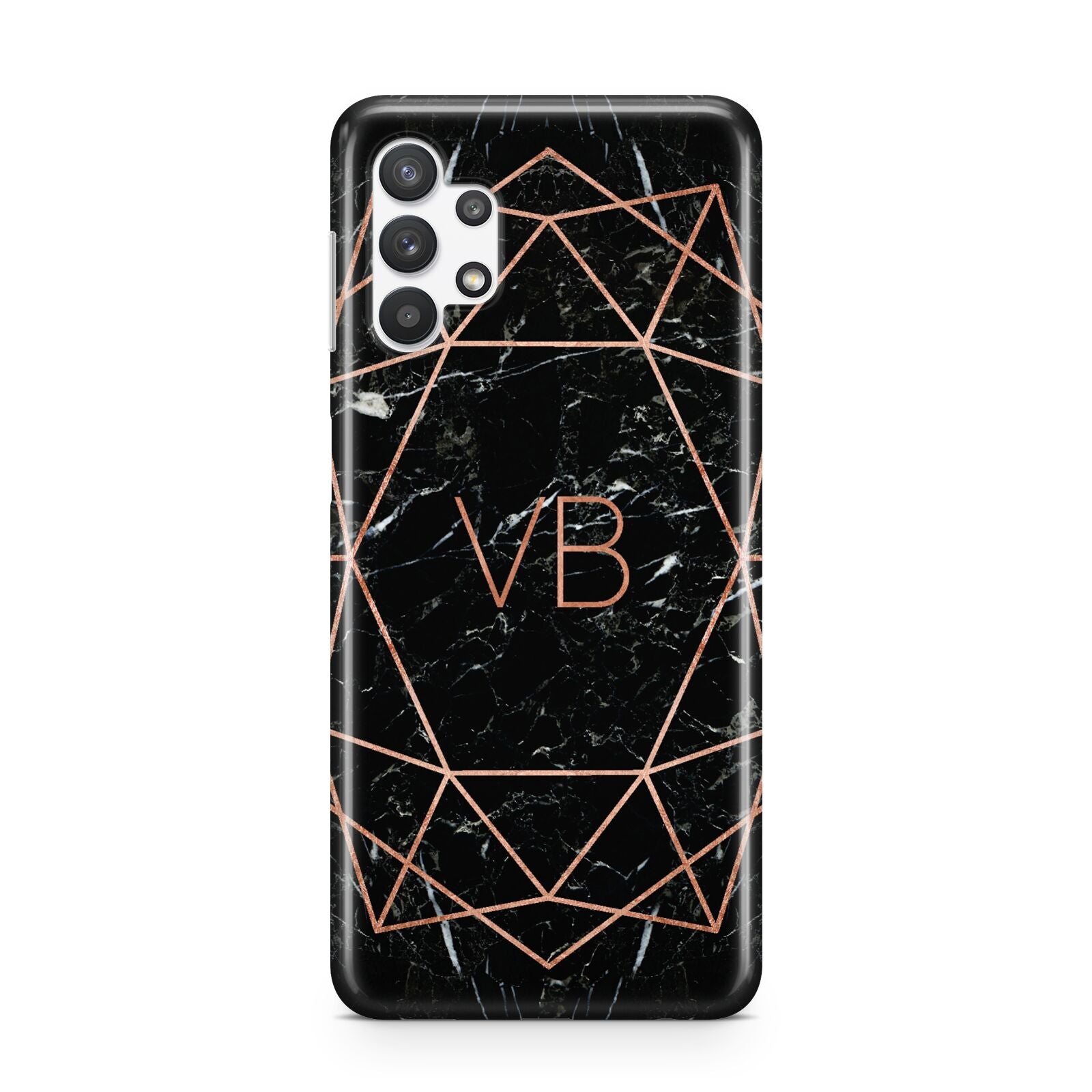 Personalised Rose Gold Geometric Initials Samsung A32 5G Case