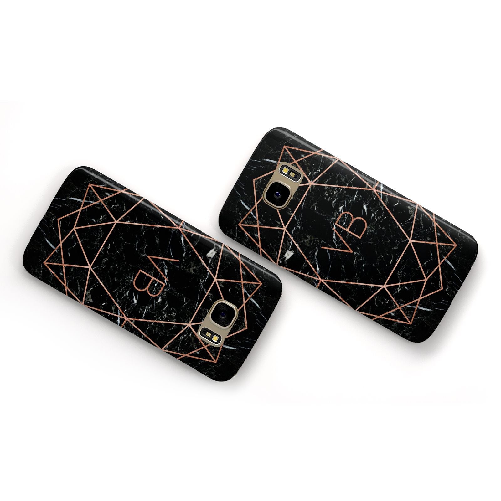 Personalised Rose Gold Geometric Initials Samsung Galaxy Case Flat Overview