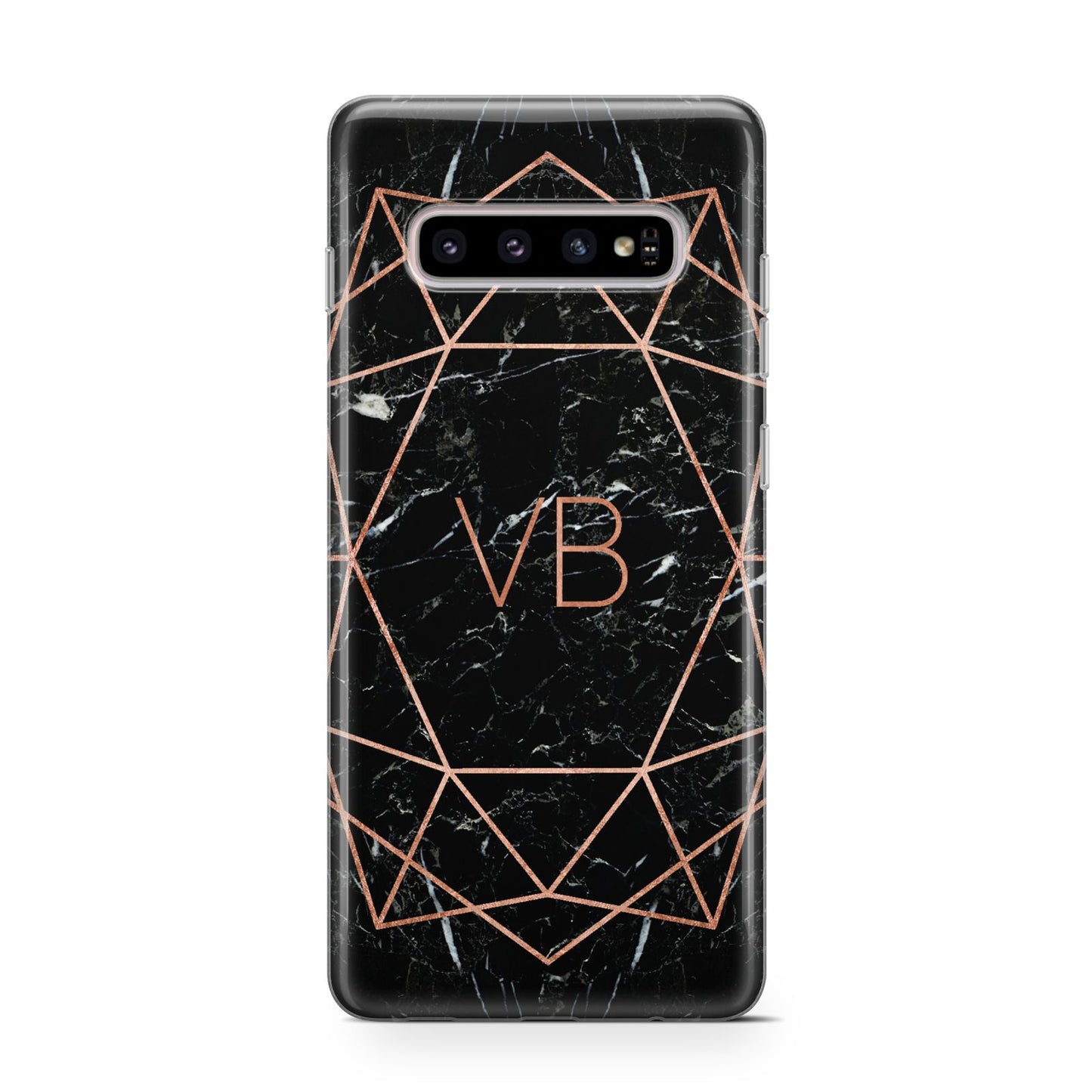 Personalised Rose Gold Geometric Initials Samsung Galaxy S10 Case
