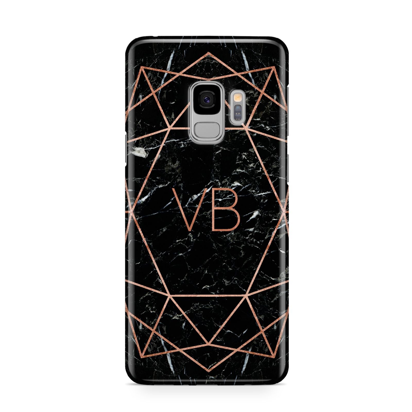 Personalised Rose Gold Geometric Initials Samsung Galaxy S9 Case