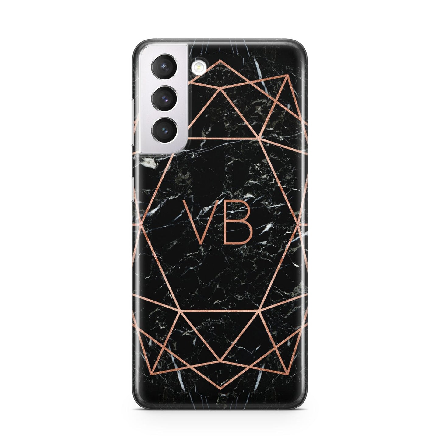 Personalised Rose Gold Geometric Initials Samsung S21 Case