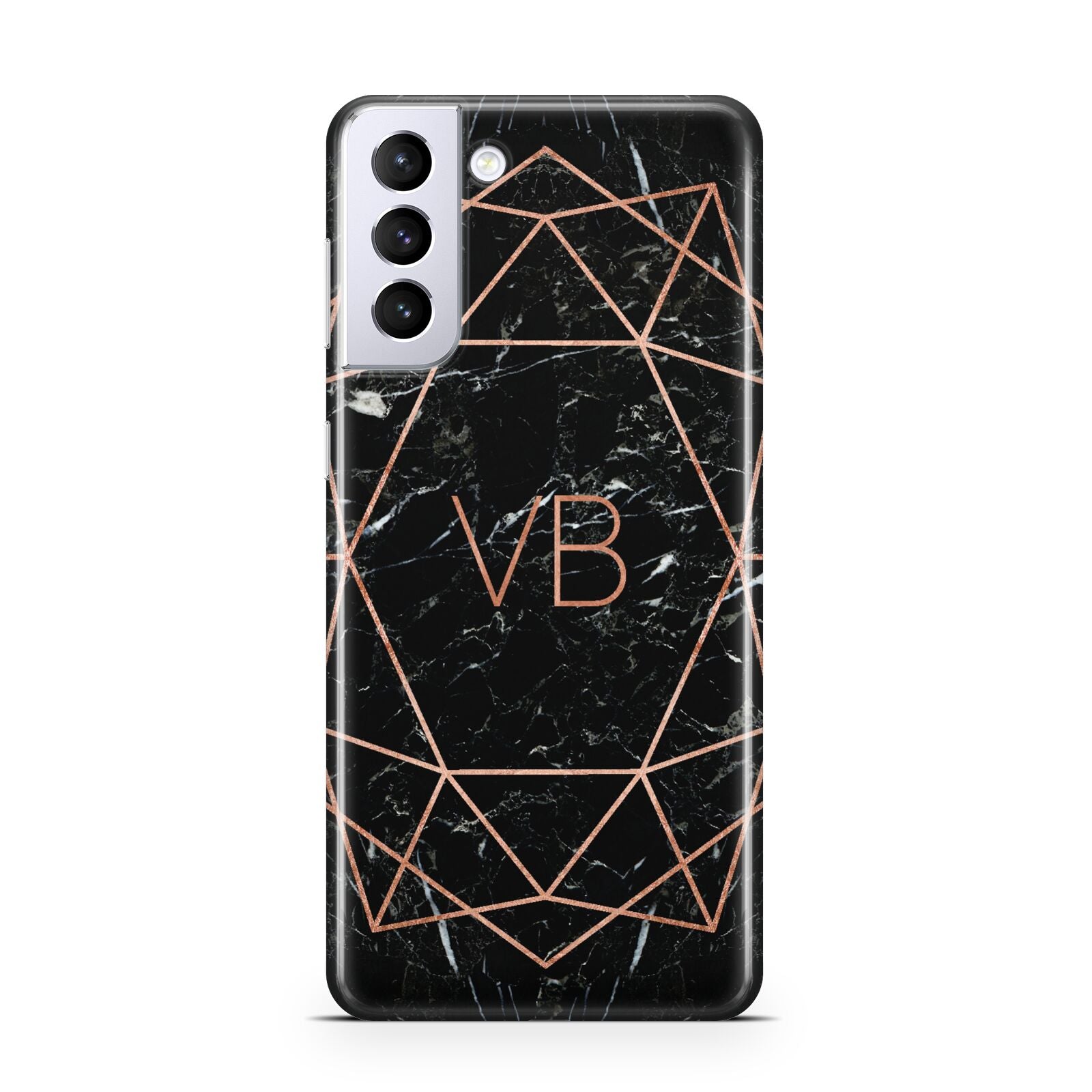 Personalised Rose Gold Geometric Initials Samsung S21 Plus Case