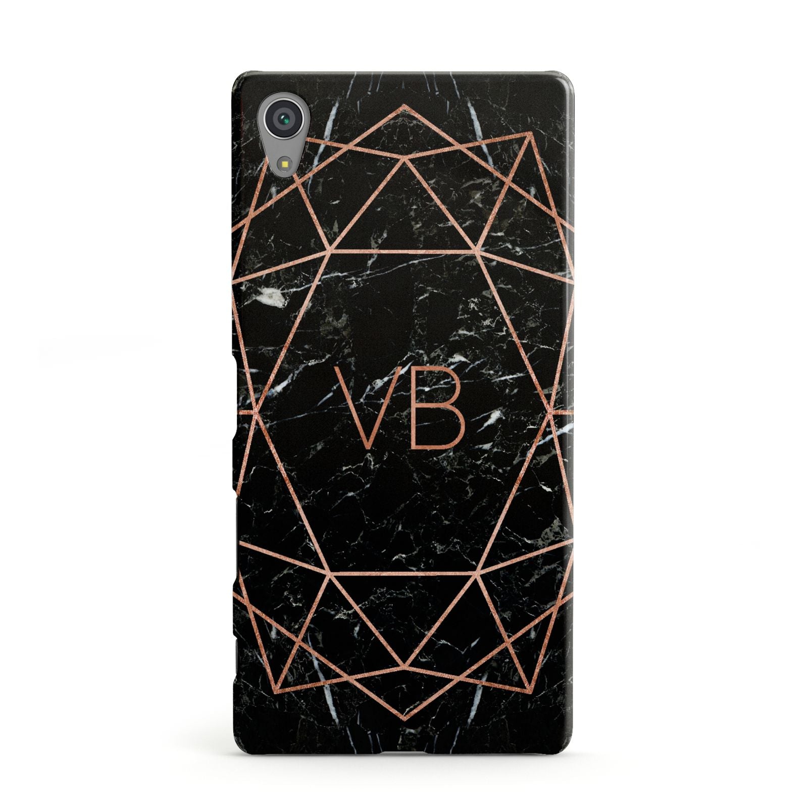 Personalised Rose Gold Geometric Initials Sony Xperia Case