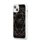 Personalised Rose Gold Geometric Initials iPhone 14 Plus Clear Tough Case Starlight Angled Image