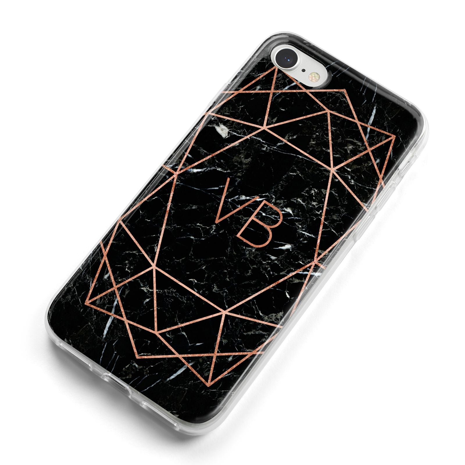 Personalised Rose Gold Geometric Initials iPhone 8 Bumper Case on Silver iPhone Alternative Image