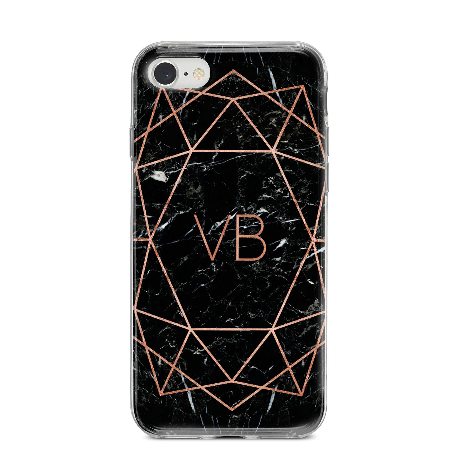 Personalised Rose Gold Geometric Initials iPhone 8 Bumper Case on Silver iPhone