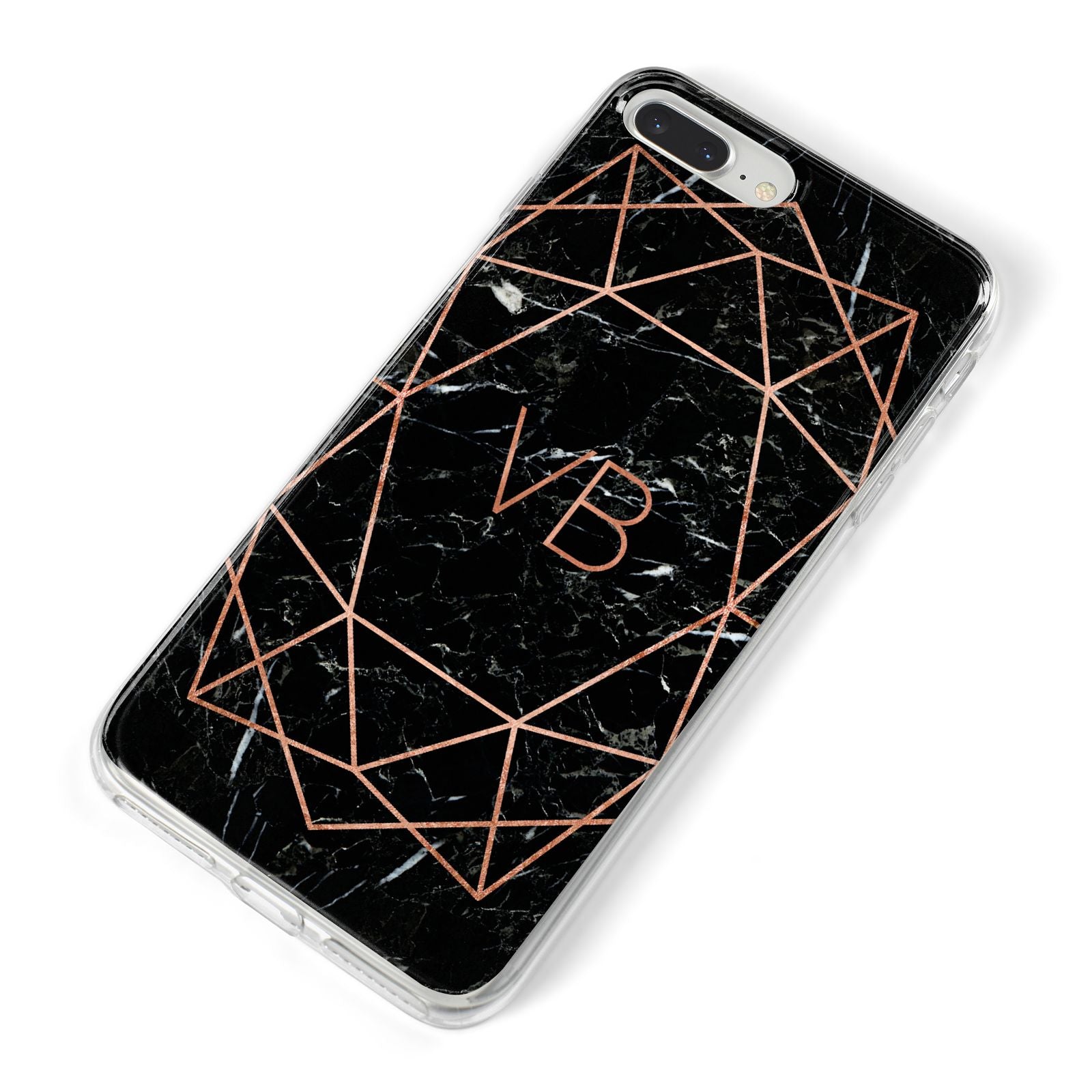 Personalised Rose Gold Geometric Initials iPhone 8 Plus Bumper Case on Silver iPhone Alternative Image