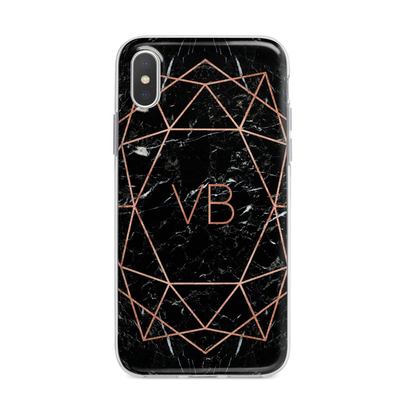 Personalised Rose Gold Geometric Initials iPhone X Bumper Case on Silver iPhone Alternative Image 1