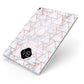 Personalised Rose Gold Grey Marble Hexagon Apple iPad Case on Silver iPad Side View