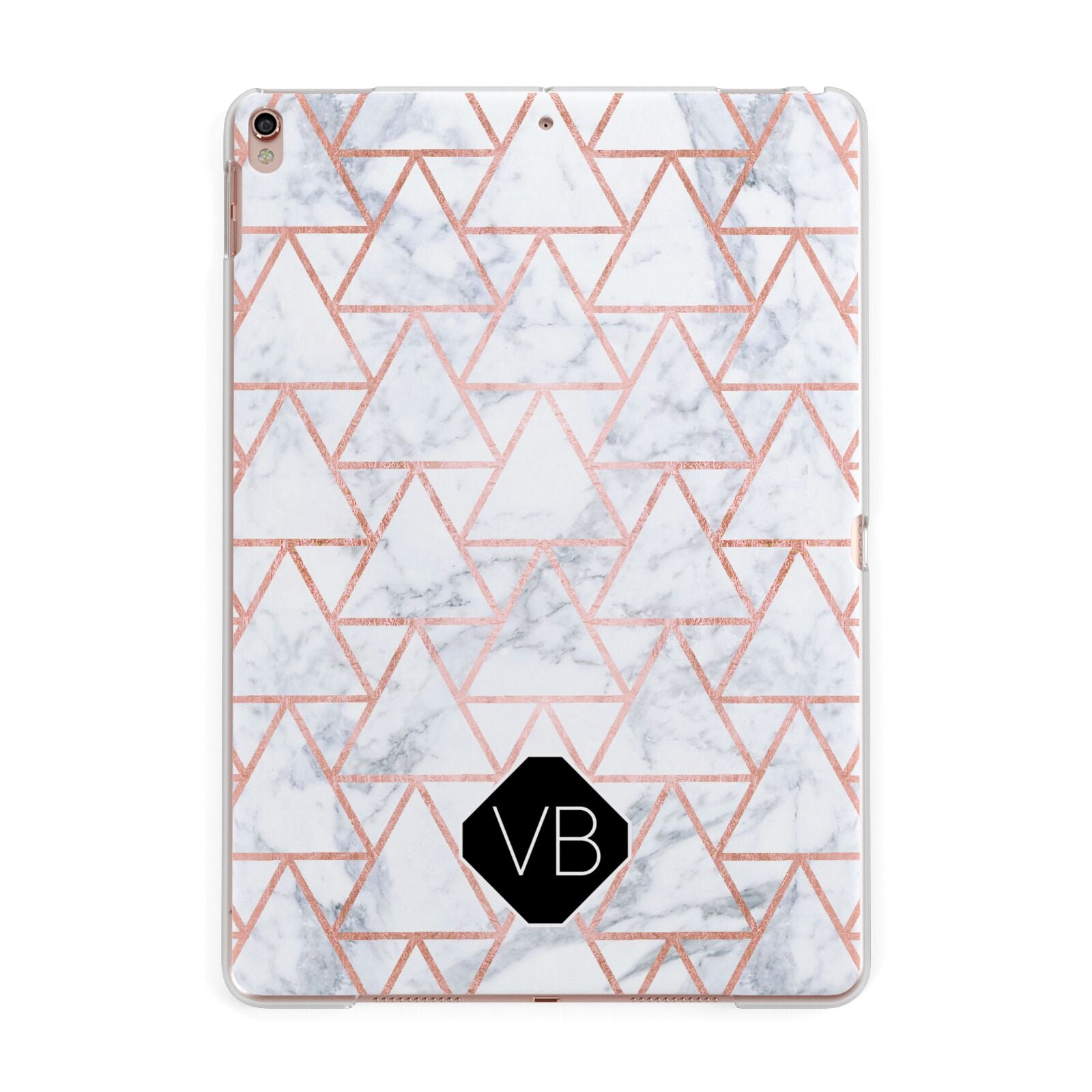 Personalised Rose Gold Grey Marble Hexagon Apple iPad Rose Gold Case