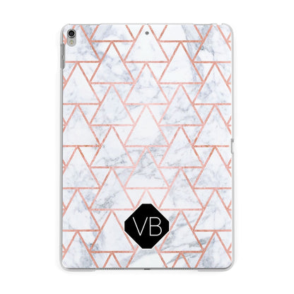 Personalised Rose Gold Grey Marble Hexagon Apple iPad Silver Case