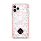 Personalised Rose Gold Grey Marble Hexagon Apple iPhone 11 Pro in Silver with Pink Impact Case