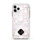 Personalised Rose Gold Grey Marble Hexagon Apple iPhone 11 Pro in Silver with White Impact Case