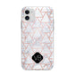 Personalised Rose Gold Grey Marble Hexagon Apple iPhone 11 in White with Bumper Case