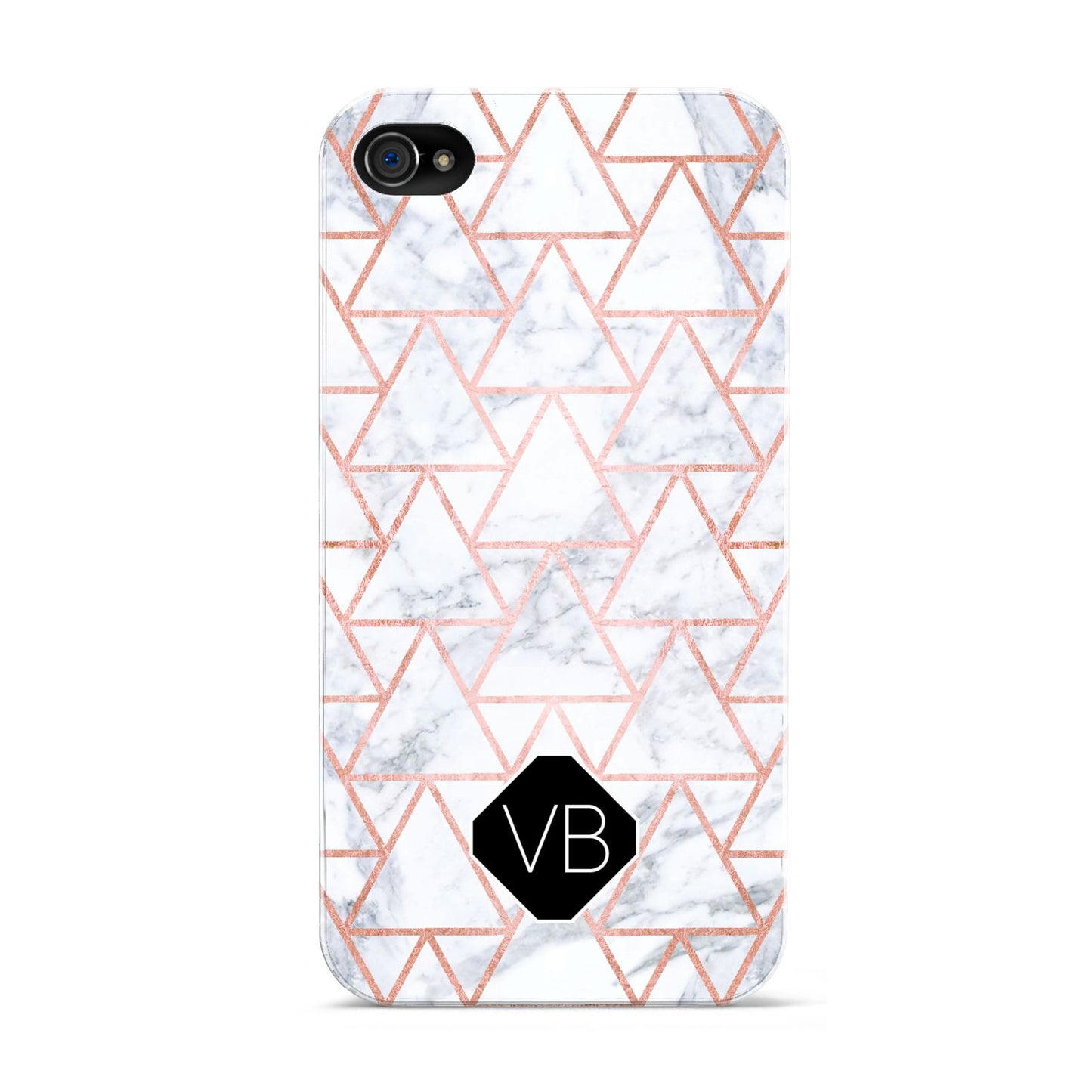 Personalised Rose Gold Grey Marble Hexagon Apple iPhone 4s Case